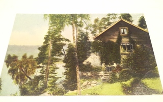 Lohja - Kaikuma värikortti, kulkenut 1916 sensuurileimalla