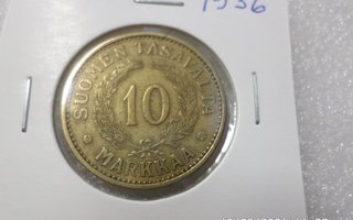 10  mk 1936  Alumiinibronssia  rahakehyksessä    kl 6-7