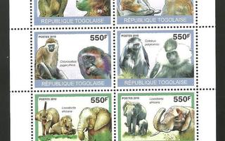 ELÄIMET apinat, norsut eläinaiheinen blokki TOGO 2010 **