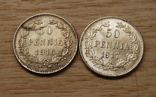 50 penniä 1916, 1917 Hopea, Nikolai II