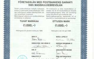 OKK obligaatio Postipankin 1985 takaama yrityslaina 1 000 mk
