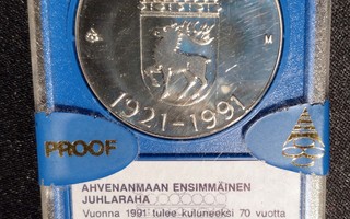 Ahvenanmaan 1. juhlaraha 100 mk 1991 proof