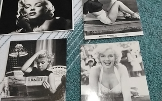 Marilyn Monroe filmitähti 4 mustavalkoista postikorttia