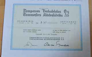 Tampereen Verkatehdas Oy, Osakekirja 1978