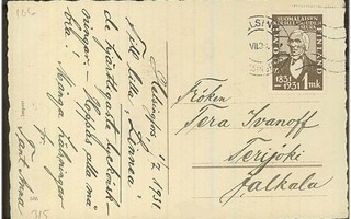 1931 kirjallisuus 1 mk postikortti