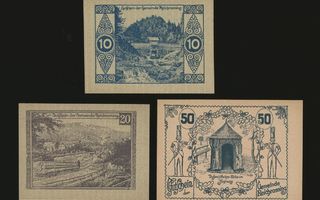 Itävalta Notgeld 10, 20, 50 Heller, Reichramming 1920