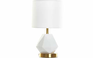 Pöytälamppu DKD Home Decor Valkoinen Polyesteri Metalli Ke
