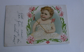 Vauva lelu kädessä (Uusi Vuosi), väripk ,p.1903
