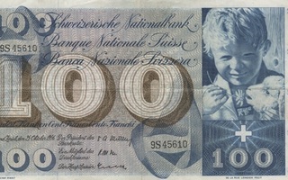 (B0056) SWITZERLAND, 1956. 100 Franken. P-49a. VG