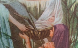 Mooses pelastuu kaisla-arkussa opetustaulu