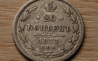 Hopea, 20 kopeekkaa,Venäjä 1871
