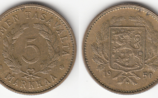 5 mk 1950 epätasahavu