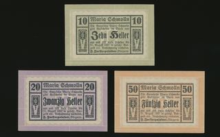 Itävalta Notgeld 10, 20, 50 Heller, Maria Schmolln