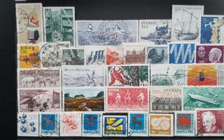 RUOTSI 60-70 luku LEIMATTUJA postimerkkejä o 34 kpl