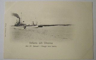 VANHA Postikortti Hanko Laiva HUIPPUKUNTO ennen-1905