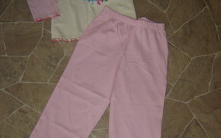 UUSI vaaleanpuna/valkoinen PRINSESSA TIANA-pyjama, 114 cm