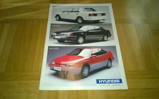 Esite Hyundai mallisto 1990. Pony, Sonata, Scoupe.