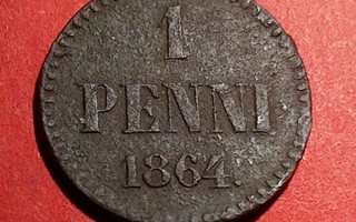 1 penni 1864, aito, maalöytö. (KD19)