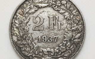 Sveitsi 2 Francs 1937B, Hopeakolikko