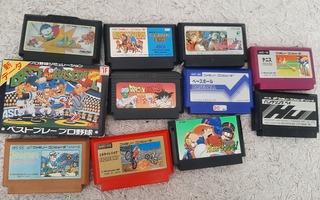11 Kpl Nintendo Famicom pelejä