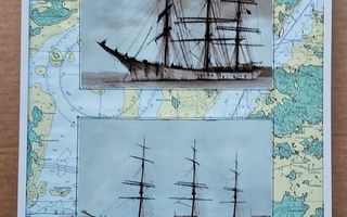 Purjelaiva - kartta aiheinen taulu - meri merenkulku laiva