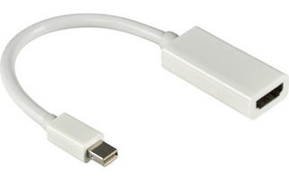 Deltaco Mini DisplayPort uros - HDMI naaras, 0.2m, valk.UUSI