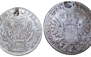 Itävalta 1758 20 Kreuzer & 1765 1/2 Thaler 