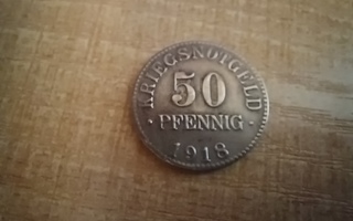 50 Pfennig 1918 Braunschweig "sotahätäraha" (K)