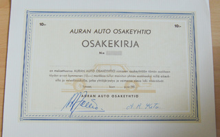 Auran Auto Osakeyhtiö, Osakekirja