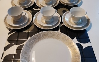 Arabia,Raija Uosikkinen,FILIGRAN kahvikupit 6 kpl + lautaset