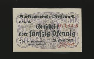 Saksa Notgeld 50 Pfennig, Diessen 22.4.1919