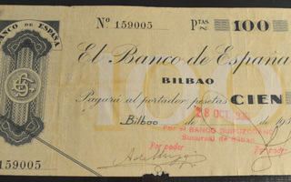 Espanjan sisällissota 1936 100 Pesetas, Bilbao Pankki