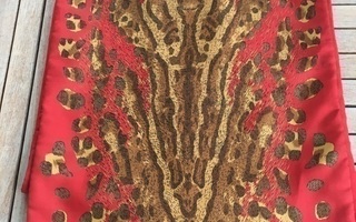 Italial.  kaulahuivi, silkki-villa, värit punainen, ruskea