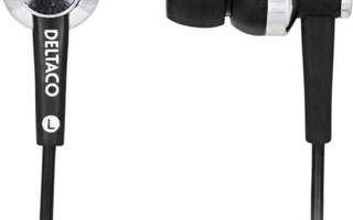 Deltaco HL79 in-ear nappikuulokkeet, 3.5mm, musta/hopea UUSI