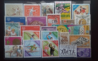 KESÄOLYMPIA postimerkkejä o 24 kpl. Iso N5 levy