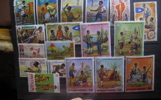 Partio aihe postimerkkejä18 erinlaista