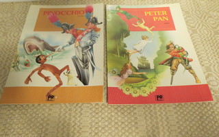 2 KPL  PR- LASTENKIRJAT PETER PAN JA PINOCHIO 80- LUVULTA