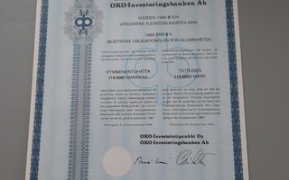 obligaatio OKO-Investointipankki 1986 B 10.000/8%
