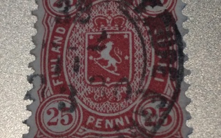 1875 Senaatinpaino 25 p punainen Vaakunamerkki, leimattuna