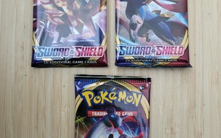 Sword & Shield Pokemon boosterit x 3