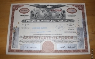 Pan American World airways Osakekirja Pan Am 1975