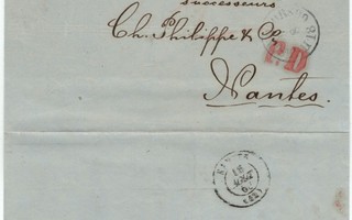 1866 Helsinki maksettu kirje Venäjän kautta Ranskaan