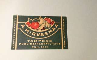 TT-etiketti A. Hirvasmaa, Tampere