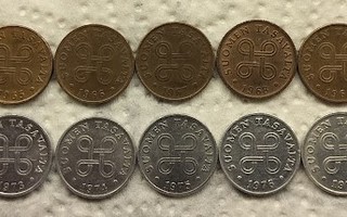 1 pennin kolikot 1963-1979