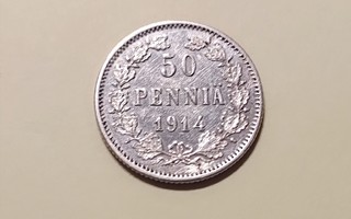 50 penniä v.1914, korjattu nelonen