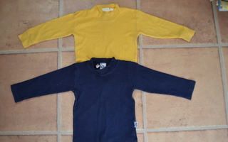 Keltainen ja tummansininen trikoopaita / aluspaita 80/90cm