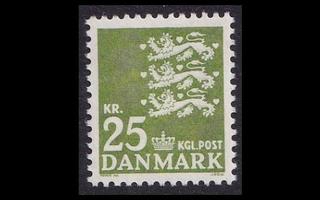 Tanska 399x ** Vaakuna 25,00 kr x-paperi (1962)