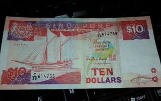 Singapore 10 Dollars 1988 sn755 VF
