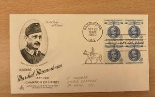 FDC Mannerheim 4c neliö 1960