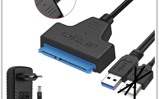 2,5/3,5" SATA - USB 3.0 kovalevyadapteri + virtalähde